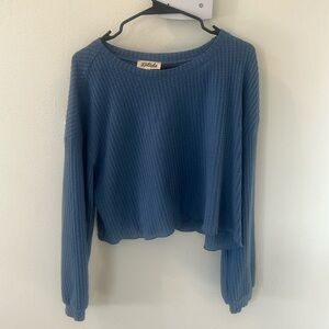 Size small blue off the should sweater.